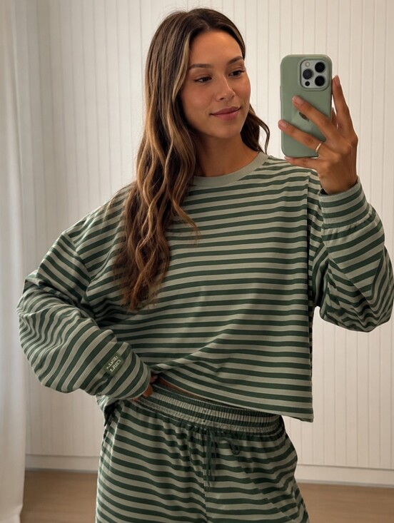 Daily Drills Tops - DAILY DRILLS LONG SLEEVE STRIPED GREEN SHIRT